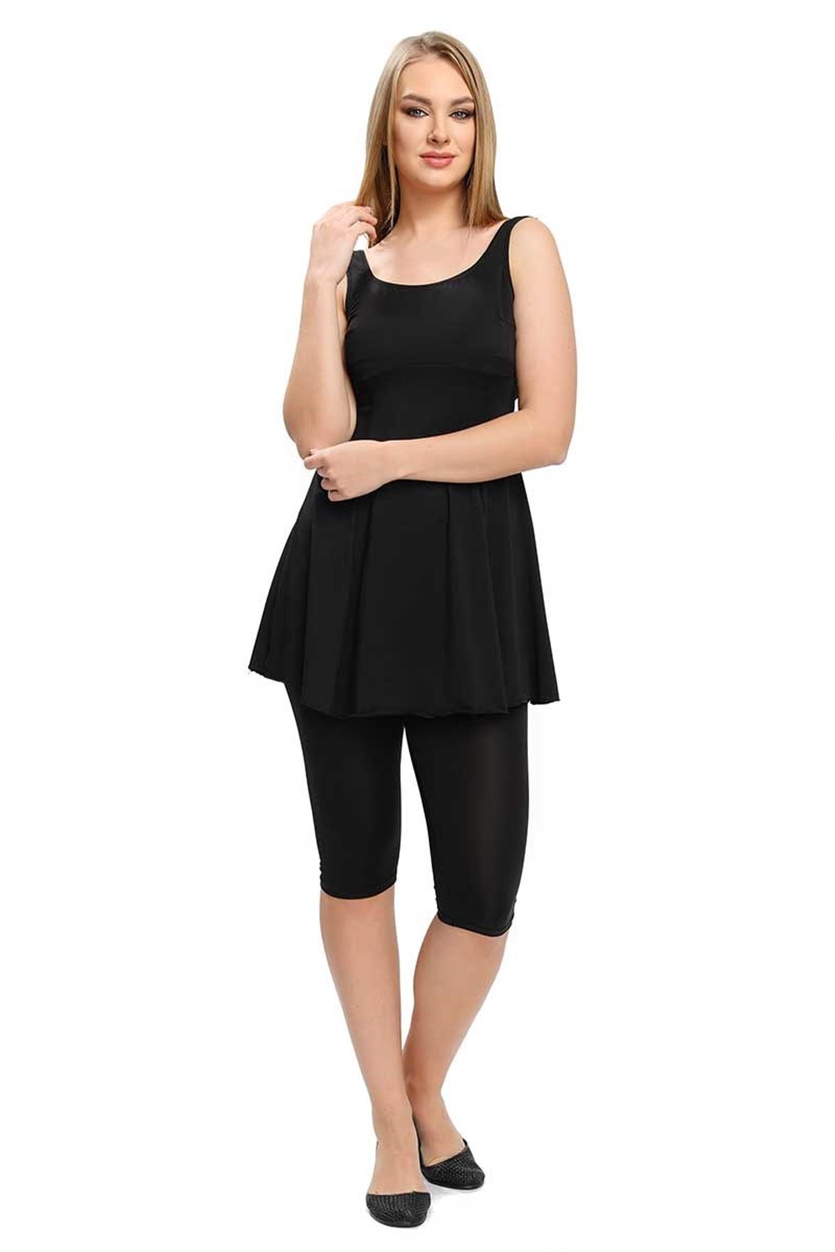 Taytlı Askılı Elbise Mayo, Havuz Mayo Cersy 3208002 Siyah