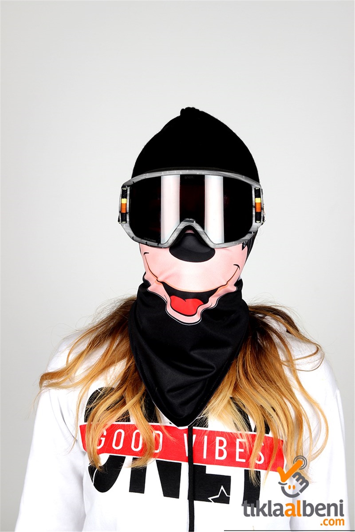 Miki Mouse Kadın Kayak Snowboard Maskesi 