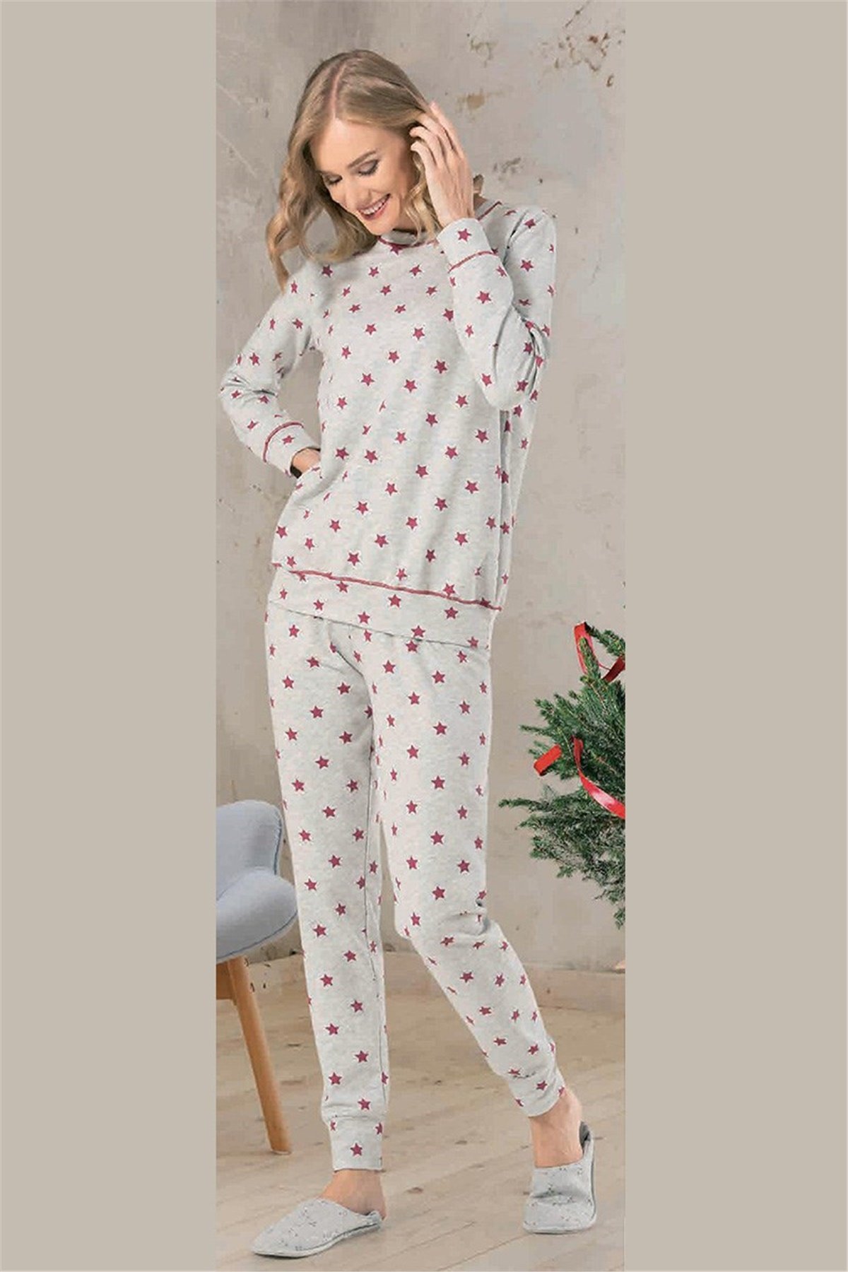 NBB Yıldızlı Kadın Pijama Gecelik Takımı  66643