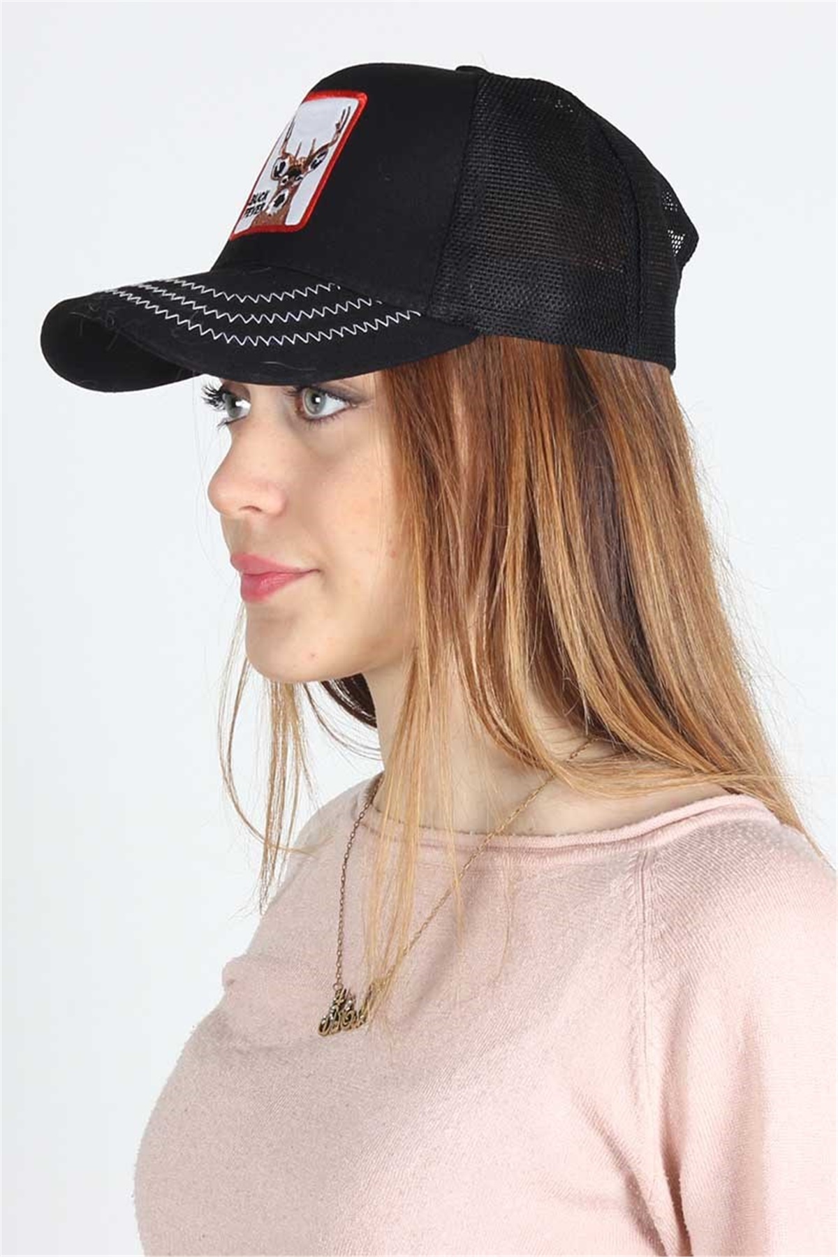 Siyah Kartal Desenli Şapka, Siyah Şapka S1155-3
