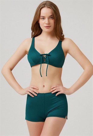  Yeşil Bağcık Detaylı Kadın Bikini, Kom Kadın Mayo KM99-2