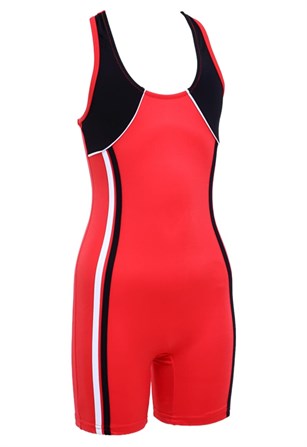 8, 16 Yaş Arası Uzun Paçalı Kız Çocuk Yüzücü Mayo ARG-23012 - Kırmızı
