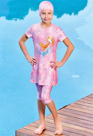 Deniz Kızı ve Balina Kız Çocuk Havuz Mayosu Balıkkız 5605037 Mavi