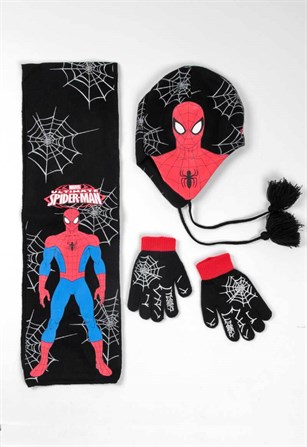 Lisanslı Spider-Man Çocuk Atkı Bere Eldiven Takım UGR-2296