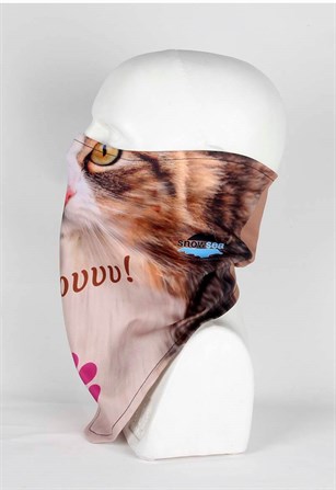 Dişi Kedi Yüz Maskesi 2067 / Her Ortama Uygun Yıkanabilir Maske