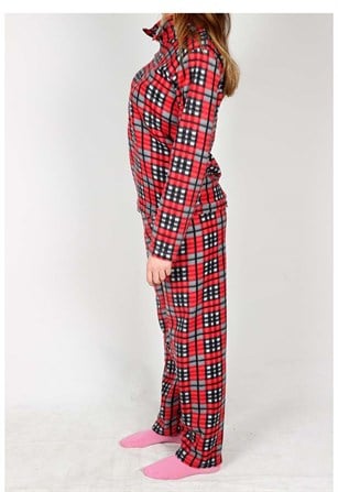 Kadın Polar Pijama Takımı 1555 - Kırmızı
