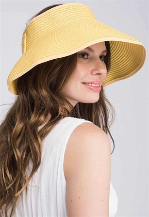 Sarı Hasır Plaj Şapkası, Kadın Plaj Şapkası Modelleri 23043