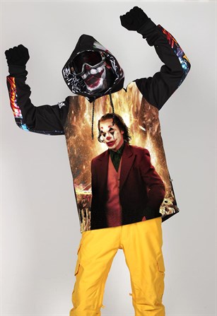 Su Geçirmez Joker Ateş Snowboard Hoodie Mont, Özel Tasarım Kayak Mont Hoodie